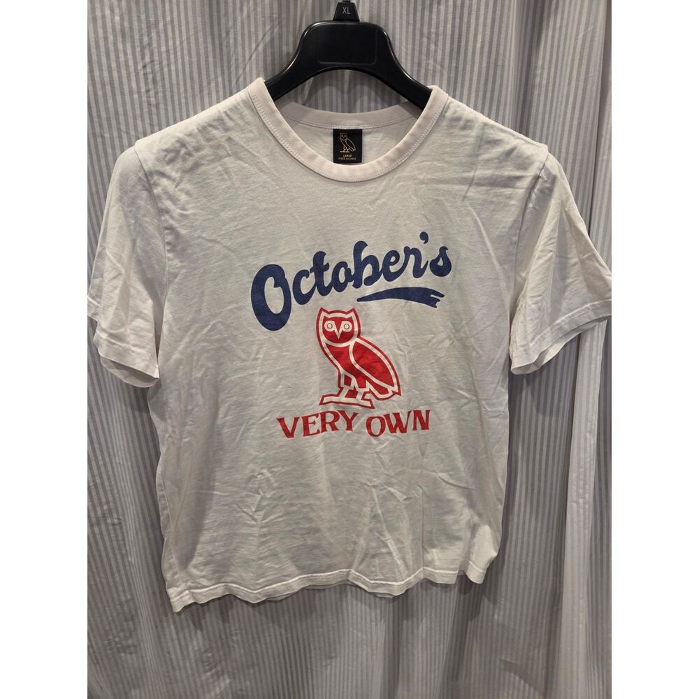 OVO October's Very Own Collegiate Owl T Shirt White Red Blue Size Large